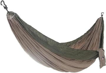 NOVICA Brown Beige with Olive Green Trim Parachute Portable 2 Person XL Camping Hammock