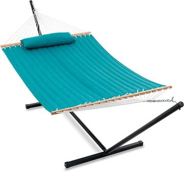 Gafete 55 Inch Extra Large Two Person Hammock with Stand Included Heavy Duty, Aqua