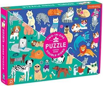 Mudpuppy Cats and Dogs Double-Sided Puzzle, 100 Pieces, 22”x16.5”