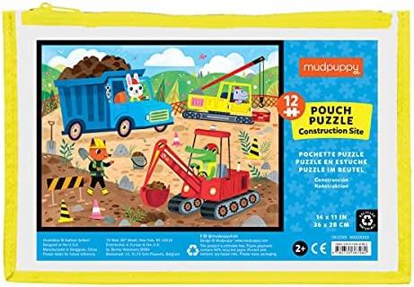 Mudpuppy Construction Site Pouch Puzzle from Mudpuppy - 12 Extra-Thick Jigsaw Puzzle
