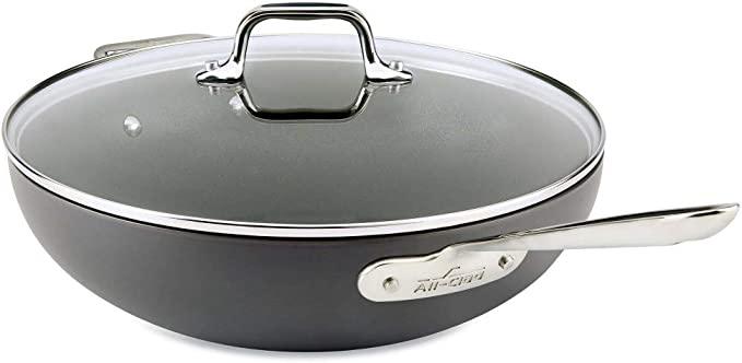 All-Clad E7859464 HA1 Hard Anodized Nonstick Free Chefs Pan Wok Cookware, 12-Inch, Black