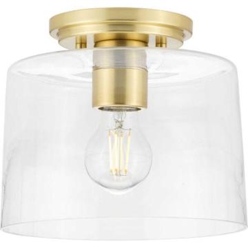Progress Adley Collection 1-Light Clear Glass New Traditional Flush Mount Light Satin Brass