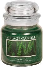Village Candle Balsam Fir Medium Glass Apothecary Jar Scented Candle, (16 oz), Green