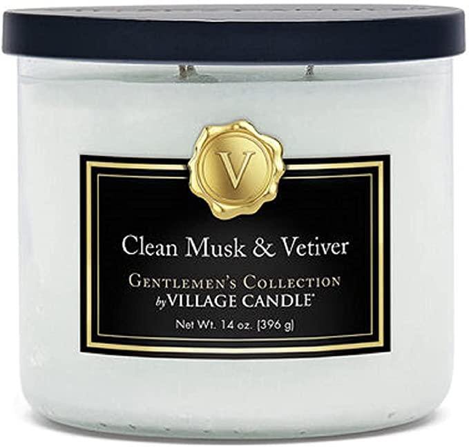 Village Candle Clean Musk & Vetiver Medium Bowl, 14oz, White, 1 count