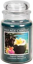 Village Candle Tropical Getaway Large Glass Apothecary Jar Scented Candle, 21.25 oz, Blue, 21 Ounce