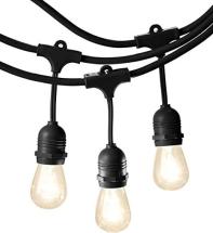 Amazon Basics Outdoor Patio String Lights, S14 Bulb, 48 Feet, Black