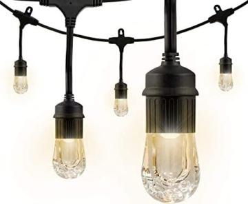Enbrighten Classic LED Cafe String Lights, Black, 12 Foot Length, 6 Impact Resistant Lifetime Bulbs