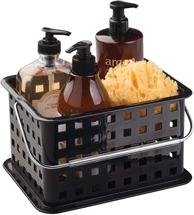 iDesign 61202 Spa BPA-Free Plastic Small Stackable Basket with Handle, Black