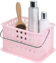 iDesign Spa BPA-Free Plastic Small Stackable Basket with Handle, Blush