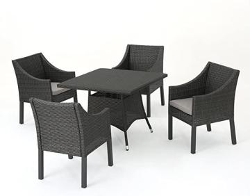 Christopher Knight Home Franco Outdoor Wicker Square Dining Set with Water Resistant Cushions