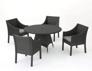 Christopher Knight Home Franco Outdoor 5 Piece Wicker Square Dining Set Water Resistant Cushions