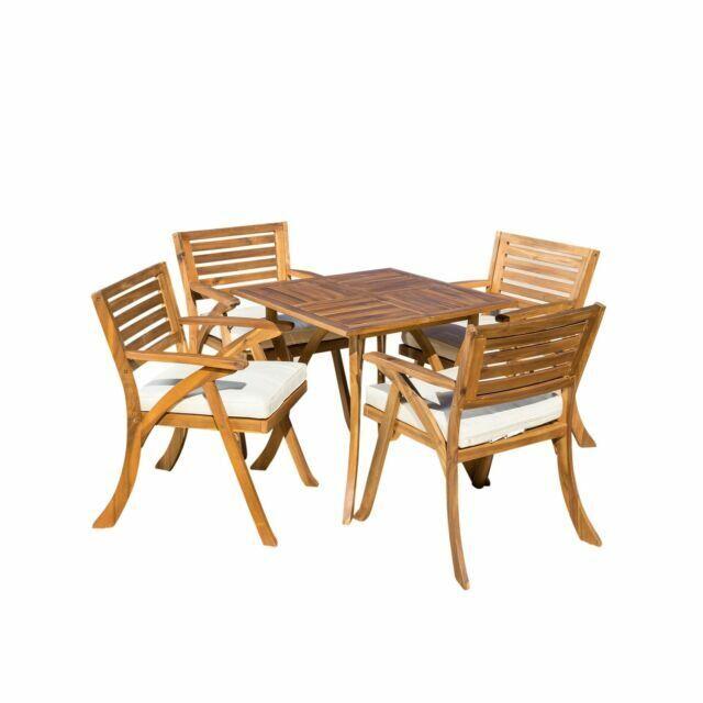 Christopher Knight Home Hermosa Acacia Wood Dining Set, 5-Pcs Set, Teak Finish