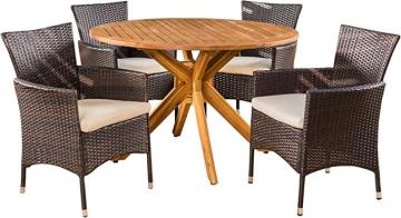 Christopher Knight Home Jacob Outdoor 5 Piece Multibrown Wicker Set with Teak Finish
