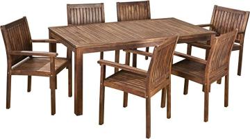 Christopher Knight Home Odin Outdoor 7-Piece Acacia Wood Dining Set, Dark Brown