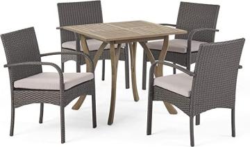 Christopher Knight Home Derek Outdoor 5 Piece Wood and Wicker Square Dining Set
