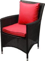 Modway Convene Wicker Rattan Outdoor Patio Dining Armchair With Cushion in Espresso Red