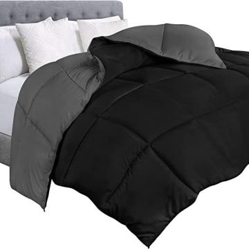 Utopia Bedding Comforter Duvet Insert - Quilted Comforter with Corner Tabs (Black/Grey, Twin)