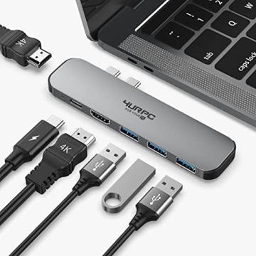 4URPC USB C Laptop Docking Station Dual Monitor for MacBook Pro/Air, 6-in-2 Dual 4K USB C Hub