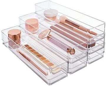STORi SimpleSort 6-Piece Stackable Clear Drawer Organizer Set, 12" x 3" x 2" Rectangle Trays