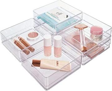 STORi SimpleSort 6-Piece Stackable Clear Drawer Organizer Set, 6" x 6" x 2" Square Trays