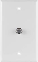 GE Coaxial Cable Wall Plate, 1-Port, One Wall Mounted F-Type Coax Cable Connector, White