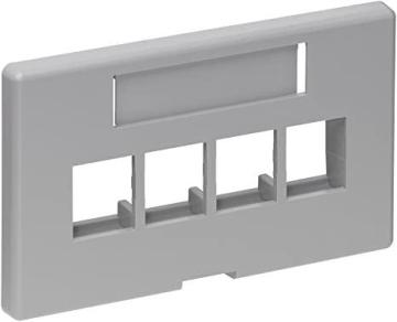 Leviton 49910-HG4 4-Port QuickPort Modular Furniture Faceplate (Herman Miller), Grey, White