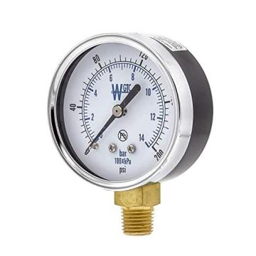 Pic WGTC 25TL4PFW-PBF 0-200 PSI Lead Free Pressure Gauge, 2 1/2" Dial, 1/4" Male NPT Connection