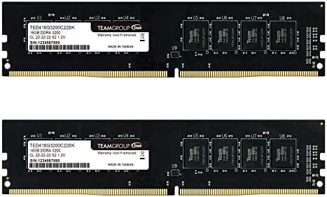 TEAMGROUP Elite DDR4 32GB Kit (2x16GB) 3200MHz (PC4-25600) CL22 Unbuffered Non-ECC 1.2V UDIMM