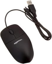 Amazon Basics 3-Button Wired USB Computer Mouse, Black - Pack of 30