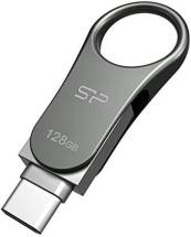 SP Silicon Power 128GB USB-C Type C USB 3.0/3.1 Gen 1 Dual Flash Drive, Mobile C80