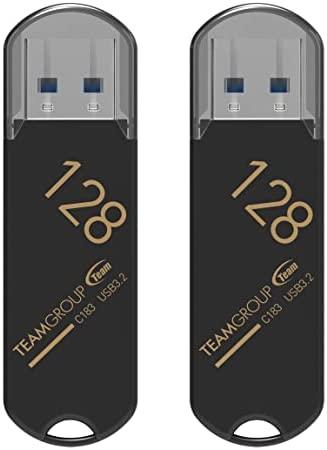 TEAMGROUP C183 128GB 2 Pack USB 3.2 Gen 1 USB 3.1/3.0 100MB/s Flash Thumb Drive, Black