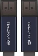 TEAMGROUP C211 128GB 2 Pack USB 3.2 Gen 1 3.1/3.0 Metal Flash Thumb Drive, Navy Blue