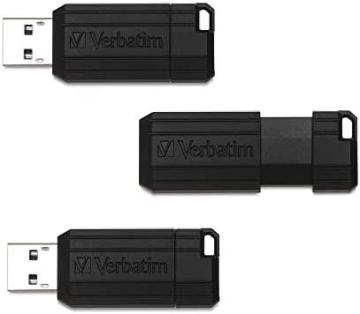 Verbatim 32GB PinStripe Retractable USB 2.0 Flash Thumb Drive – 3pk – Black