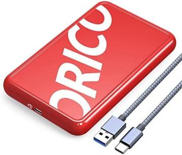 ORICO Trendy USB C Hard Drive Enclosure USB 3.2 Gen 2 to SATA III, Red