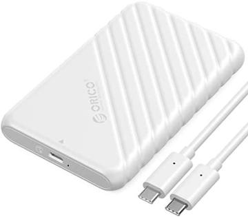 ORICO USB C Hard Drive Enclosure with USB C to C Cable for 2.5 inch SATA, White