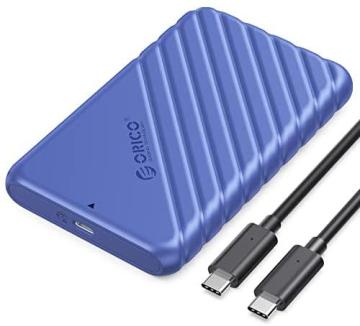 ORICO USB C Hard Drive Enclosure with USB C to C Cable for 2.5 inch SATA, Blue