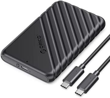 ORICO USB C Hard Drive Enclosure with USB C to C Cable for 2.5 inch SATA, Black