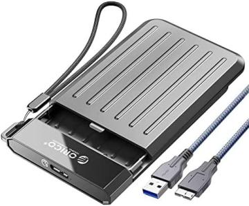 ORICO 2.5 inch Hard Drive Enclosure, Portable SATA 3.0 to USB 3.1 Gen1, Gray