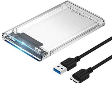 Sabrent 2.5 Inch SATA to USB 3.0 Tool Free Clear External Hard Drive Enclosure
