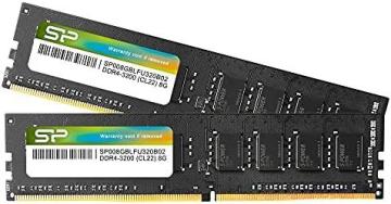 SP Silicon Power DDR4 16GB Kit (8GBx2) 3200MHz (PC4-25600) CL22 UDIMM 288-Pin Desktop Memory