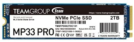 TEAMGROUP MP33 PRO 2TB SLC Cache 3D NAND TLC NVMe 1.3 PCIe Gen3x4 M.2 2280 Internal SSD