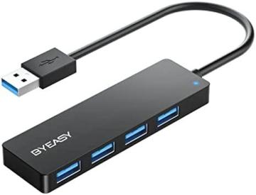 BYEASY 4 Port USB 3.0 Hub, Ultra Slim Portable Data Hub