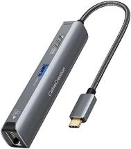 Cablecreation USB C Ethernet HDMI 4K 60Hz, 5-in-1 USB C Hub Multiport Adapter