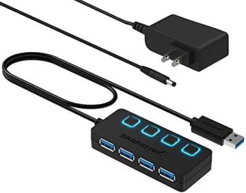 Sabrent 4 Port USB 3.0 Hub with Individual LED Lit Power Switches