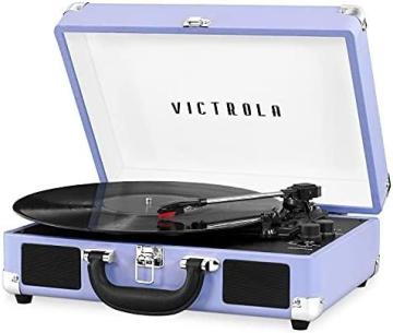 Victrola Vintage Bluetooth Portable Suitcase Record Player with Built-in Speakers, Lavender