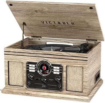 Victrola Nostalgic 6-in-1 Bluetooth Record Player with Built-in Speakers, Farmhouse Oatmeal