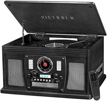 Victrola 8-in-1 Bluetooth Record Player & Multimedia Center, Black
