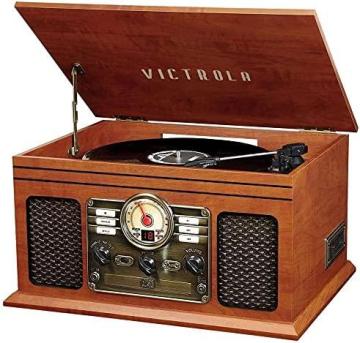 Victrola Nostalgic 6-in-1 Bluetooth Record Player with Built-in Speakers, Mahogany