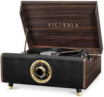Victrola Victrola's 4-in-1 Highland Bluetooth Record Player with Turntable with FM Radio, Espresso