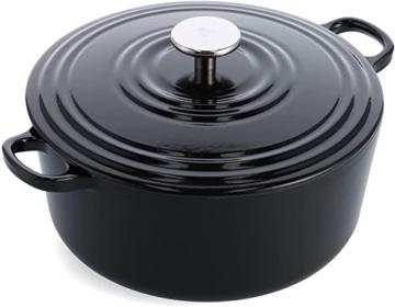BK Cookware Bourgogne Enameled Cast Iron Induction 5.3QT Nonstick Dutch Oven, Black